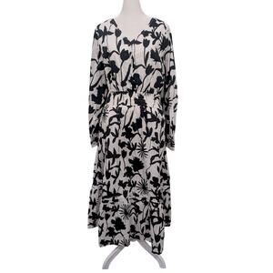 Sweet Salt Midi Summer Black and White Floral Dress Large